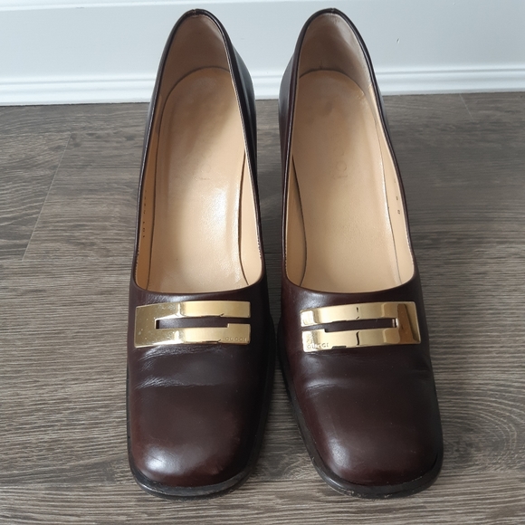 Gucci women's brown heel shoes. Square toe. size 8 Y2K - Picture 4 of 10
